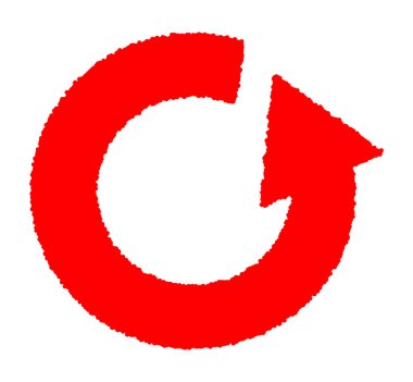 Dönen Kırmızı Dairesel Ok Simgesi. Bu halka şeklinde gezen basit bir ikonun çizimi..