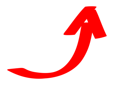 Kırmızı yukarı doğru ok simgesi büyümeyi, başarıyı ve iş gelişimini temsil ediyor. İşaretleyici kalemle çizilmiş yukarı ok illüstrasyonu.