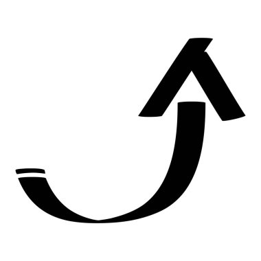 Yukarı-Sivri uçlu Kara Ok Simgesi Sağda. İşaretli kalın bir ok simgesi.