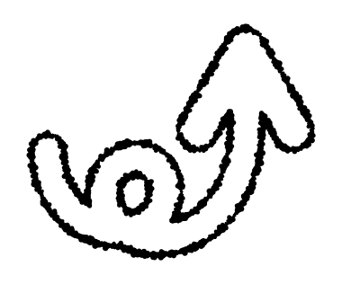 Sağ üst tarafında kıvrımlı kıvrımlı kıvrımlar olan pastel boyayla çizilmiş bir siyah ok simgesi. Basit ve sevimli bir siyah ok simgesi.