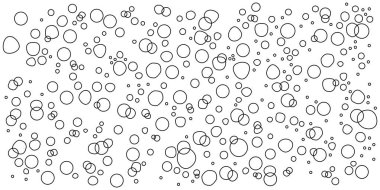 Suda yüzen baloncukların basit ve ferahlatıcı bir canlandırması. Siyah çizgilerle çizilmiş dairesel bir şablonun arkaplan çizimi.