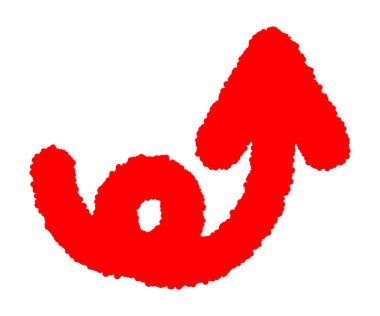 Kıvrımlı kıvrımlı kırmızı renkli ok ikonu. Basit bir kırmızı ok simgesi.