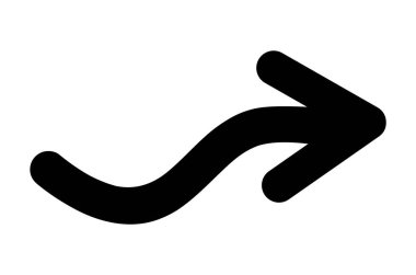 Dalgalı çizgileri olan kalın siyah bir okun simgesi. Sağ tarafı gösteren basit bir siyah ok simgesi.