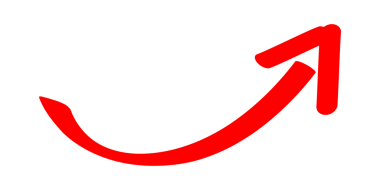 Kırmızı Yukarı Ok Simgesi İşaretleyici ile çizildi. Bu sağa doğru eğimli bir ok simgesidir.