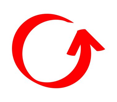 Kırmızı Dairesel Geri Dönüşüm Oku Simgesi. Saat yönünün tersine dönen dairesel bir ok simgesidir..