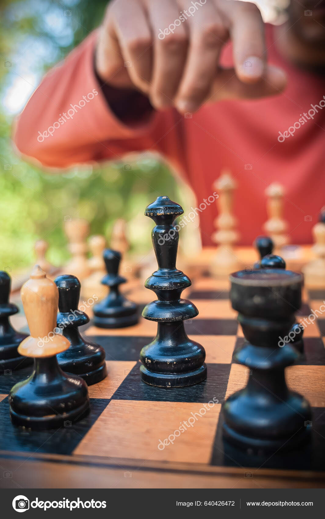 Hand Man Taking Chess Piece Make Next Move Chess Game Stock Photo by  ©guruxox 640426436