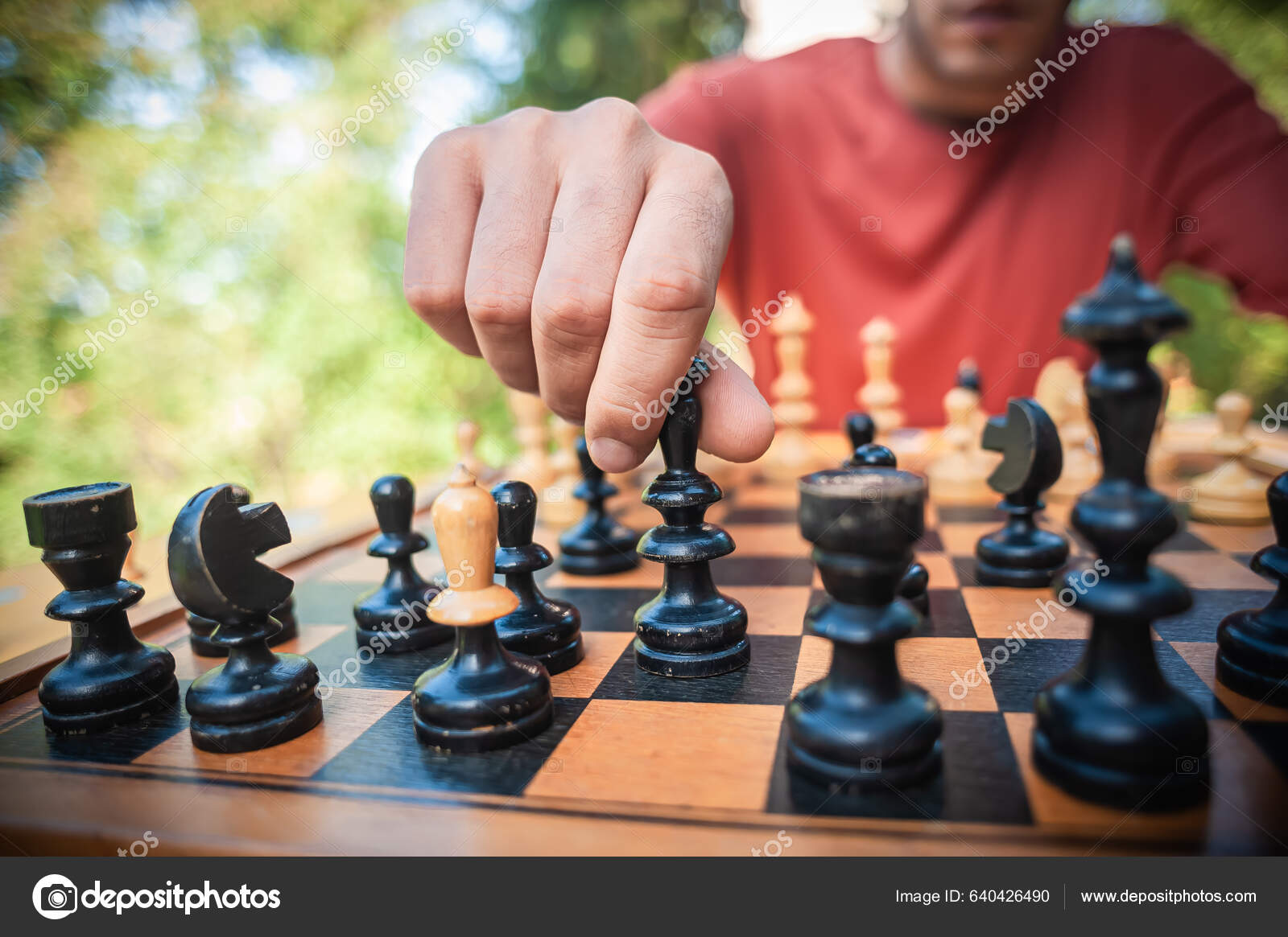 Hand Man Taking Chess Piece Make Next Move Chess Game Stock Photo by  ©guruxox 640426436