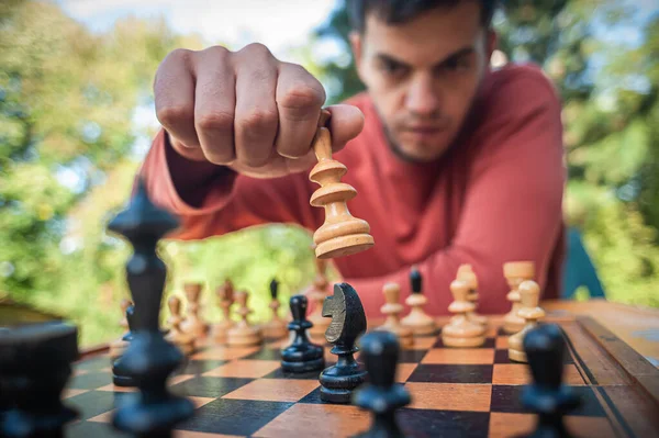 Hand Man Taking Chess Piece Make Next Move Chess Game Stock Photo by  ©guruxox 640426490