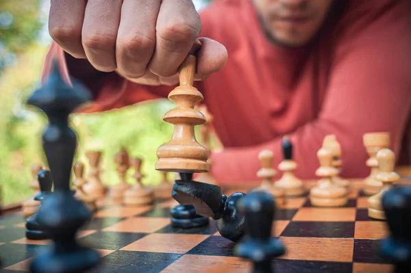 Hand Man Taking Chess Piece Make Next Move Chess Game Stock Photo by  ©guruxox 640426490