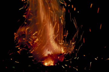 fire in dark. explosion black powder.