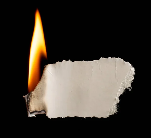 Burning Paper Glowing Edge Paper Black Background — Stock Fotó