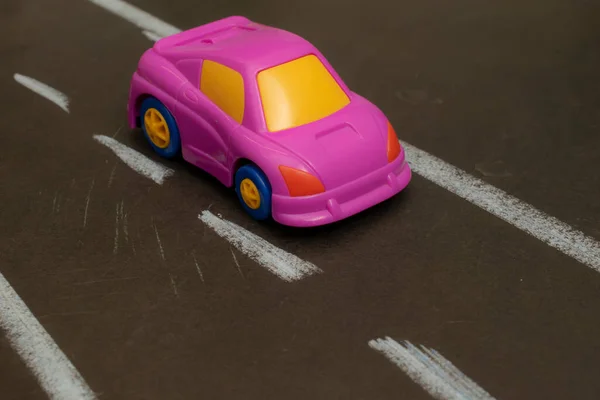 Speelgoed Roze Auto Macro Shot — Stockfoto