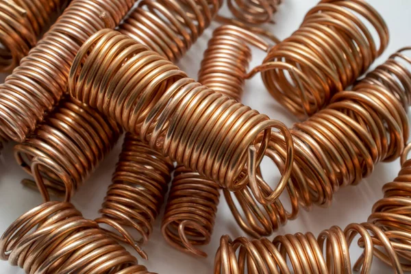 copper for recycling. copper wires coiled into spirals