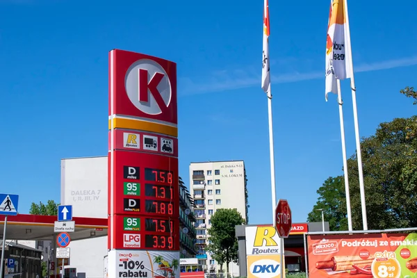 Sosnowiec Polen 2023 Circle Benzinestation Hoge Brandstofprijzen — Stockfoto