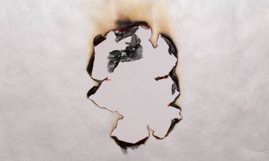 Yanan kağıt, beyaz arkaplanda parlayan kağıt kenarı