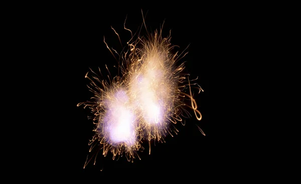Φωτιά Στο Σκοτάδι Φωτεινές Γραμμές Σπινθήρων Έκρηξη Μαύρη Σκόνη — Φωτογραφία Αρχείου