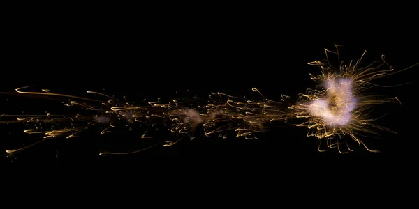 暗闇の中で撃て 火花の輝線 爆発ブラックパウダー — ストック写真