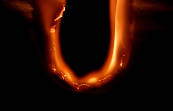Brennendes Papier Glühender Papierrand Auf Schwarzem Hintergrund — Stockfoto