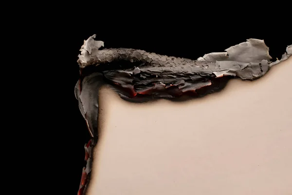 Brandend Papier Gloeiende Rand Van Papier Een Zwarte Achtergrond — Stockfoto