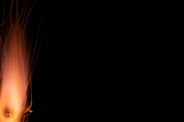 Огонь Темноте Светящиеся Линии Искр Взрыв Черный Порох — стоковое фото