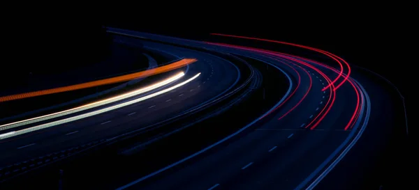 Night Road Lights Lights Moving Cars Night Long Exposure — Stock Photo, Image