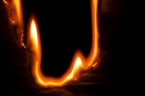 Burning Paper Glowing Edge Paper Black Background — Stock Fotó