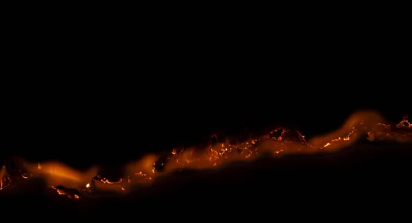Burning Paper Glowing Edge Paper Black Background — ストック写真