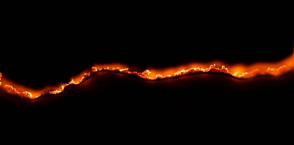 Yanan kağıt, parlayan kağıt kenarı siyah arkaplan üzerinde