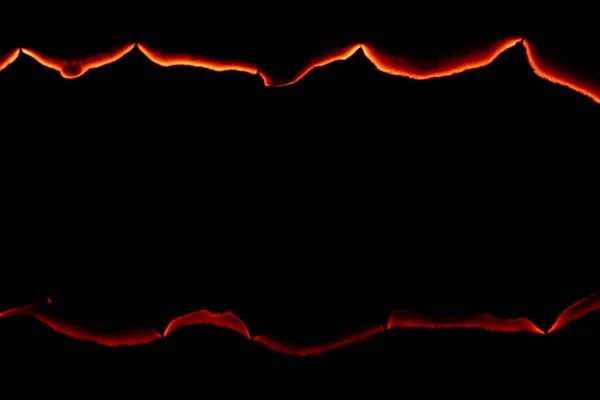 Burning Paper Glowing Edge Paper Black Background — Photo