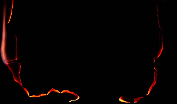 Burning Paper Glowing Edge Paper Black Background — Fotografie, imagine de stoc