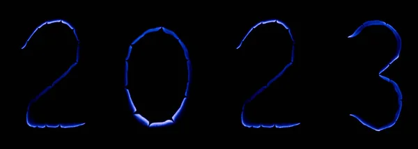 Year 2023 Digit Number Burning Paper Glowing Edge Paper — Stock Photo, Image