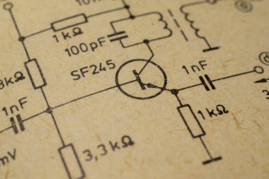 electronic diagram, generator with transistor clipart