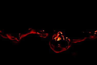 Yanan kağıt, parlayan kağıt kenarı siyah arkaplan üzerinde