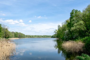 Güneşli bir bahar gününde Rogoznik Gölü