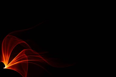 Lazer ışığı. Dalgalanan ve bükülen ışık çizgileri.