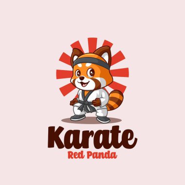 Red Panda Karate Yaratıcı Çizgi Film Karakteri Logosu