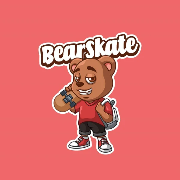 Bear Skate Urban School Diseño Logo Creativo — Archivo Imágenes Vectoriales