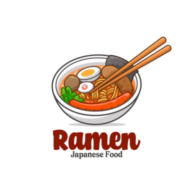Ramen Japon Yemek Çizgi Filmi Yaratıcı Logosu