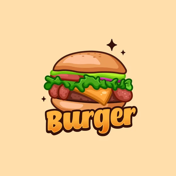 Burger Fast Food Creative Cartoon Logo — Stockvektor