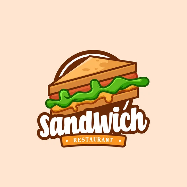 Sandwich Fast Food Délicieux Dessin Animé Logo Créatif — Image vectorielle