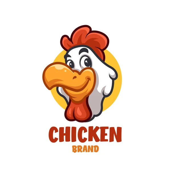 Tavuk Markası Çizgi Film Baş Llüstrasyon Simgesi Logo Tasarımı — Stok Vektör