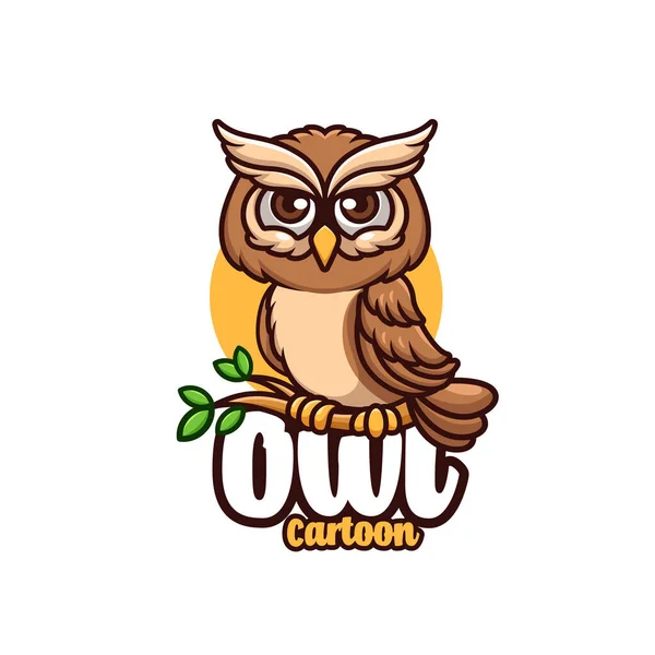 Owl Cartoon Mascot Logo Design — Stock Vector
