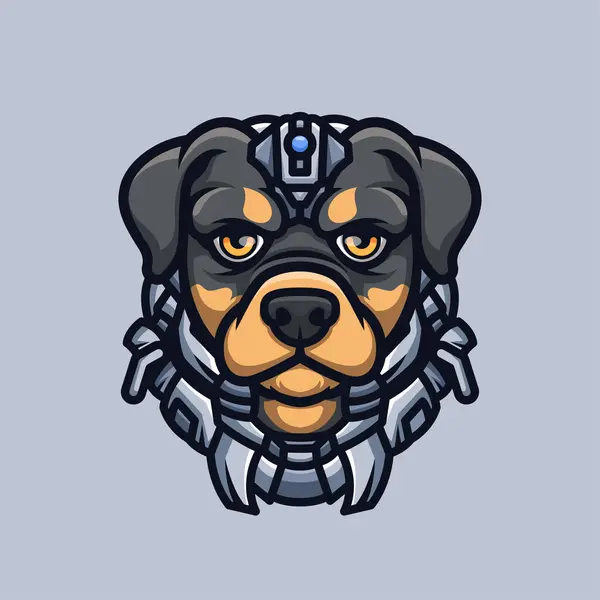 Cyborg Rottweiler Zwierząt Robot Ilustracja Kreskówka — Wektor stockowy