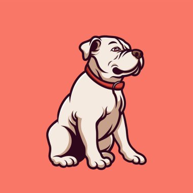 Oturan Pitbull Yaratıcı Çizgi Film Çizimi
