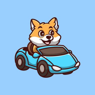 Corgi Mavi Araba Çizgi Filmi Çizimi