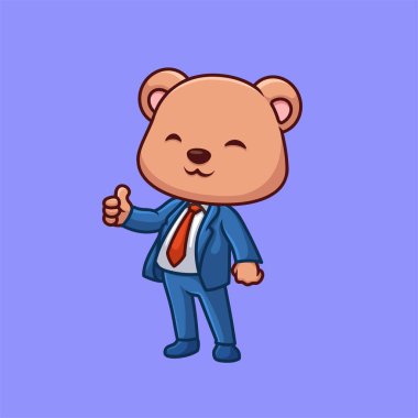 Yönetici Ayı Sevimli Çizgi Film Karakteri İllüstrasyonu