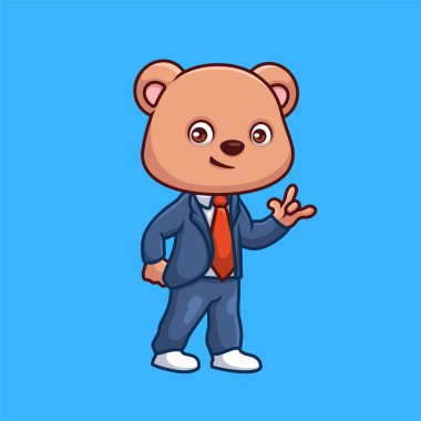 Yönetici Ayı Sevimli Çizgi Film Karakteri İllüstrasyonu