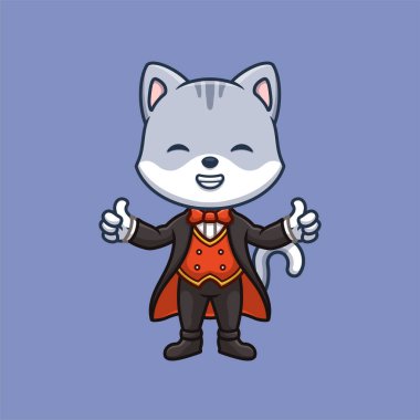 Sihirbaz Gri Kedi Çizgi Film Şirin Çizimi