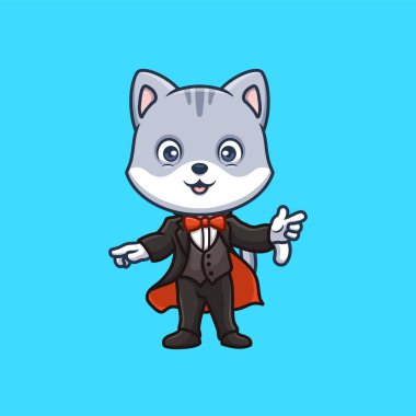 Sihirbaz Gri Kedi Çizgi Film Şirin Çizimi