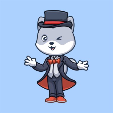 Sihirbaz Gri Kedi Çizgi Film Şirin Çizimi